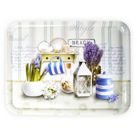 TABLETT Strandoase, rechteckige Melamin Serviertablett 50x37 cm - Blau, Kunststoff (37/2/50cm) - Lashuma