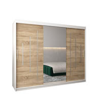 SCHWEBETÜRENSCHRANK 200/250/62 3-türig - Silberfarben/Weiß, Holz/Kunststoff (250/200/62cm) - Abiks Möbel