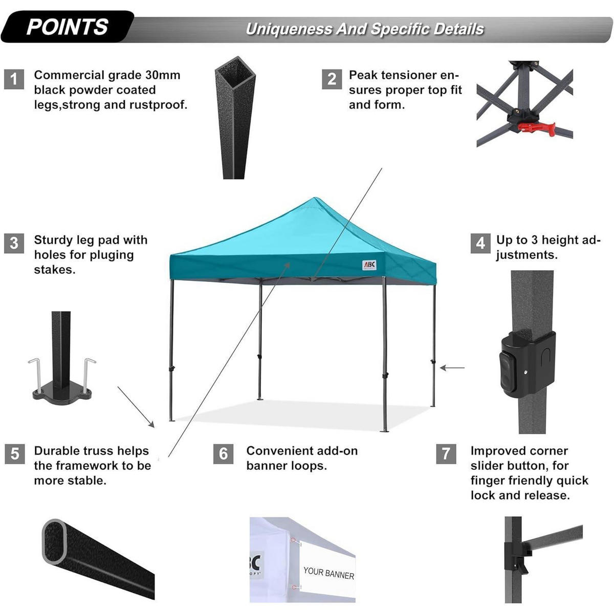 PAVILLON Pop-Up 2,5 x 2,5 m Türkis Wasserdicht - Türkis, Textil (243.8/322.6/243.8cm)