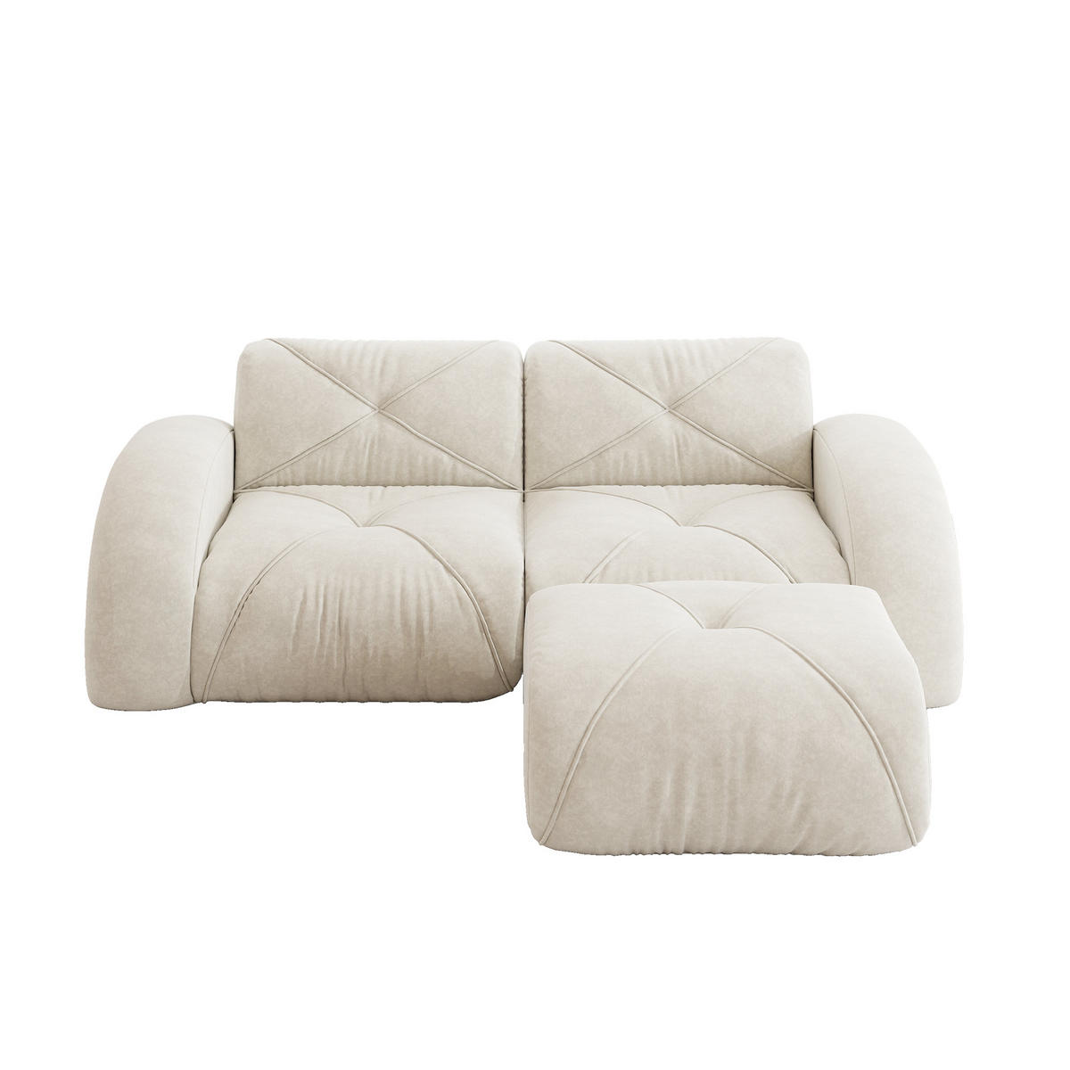 2-SITZER-SOFA DE-34276 mit Hocker Beige - Beige, Textil (171/76/204cm) - ComfortXL