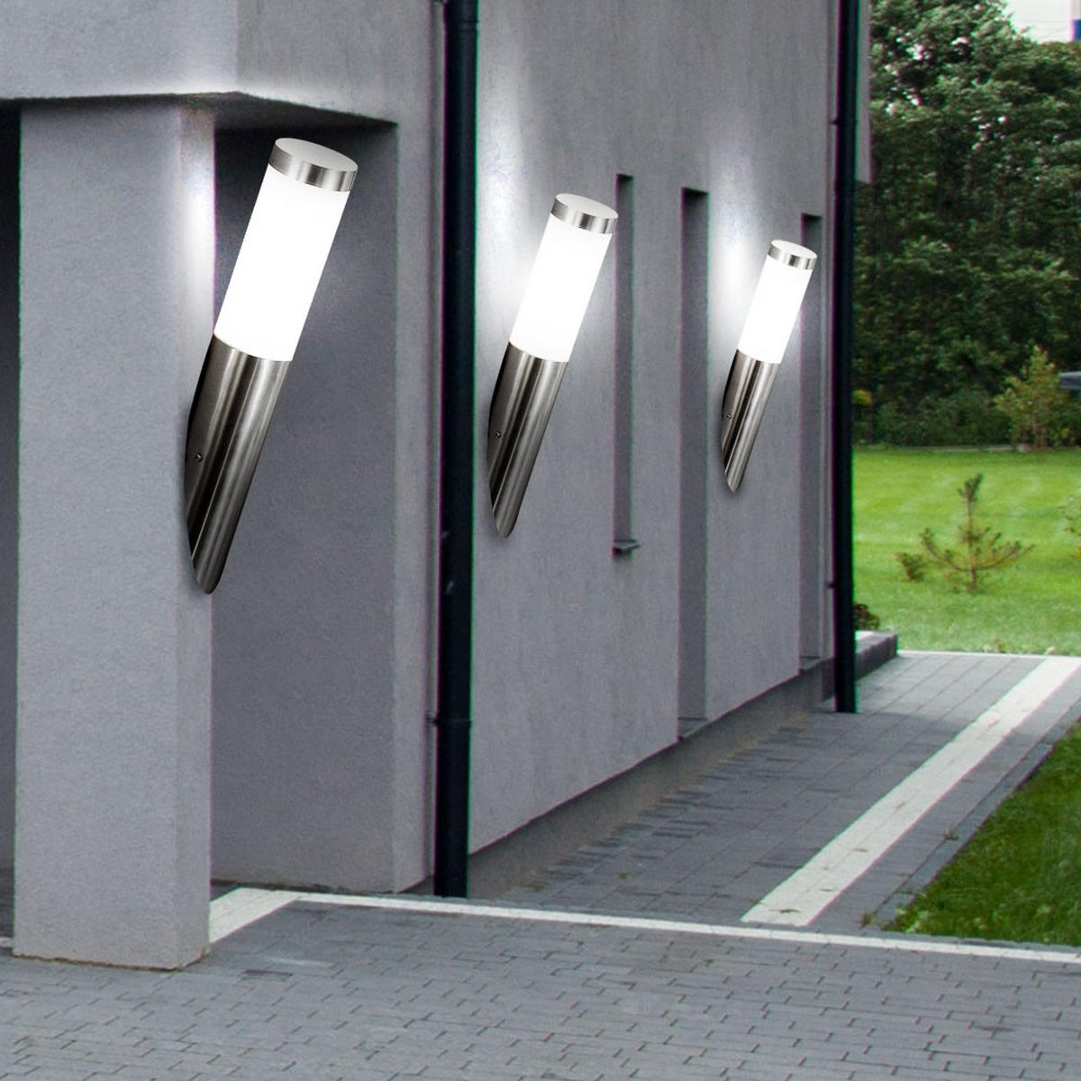 AUSSEN-WANDLAMPE Edelstahl Anthrazit 3er Set - Anthrazit, Metall (8/40/17cm)