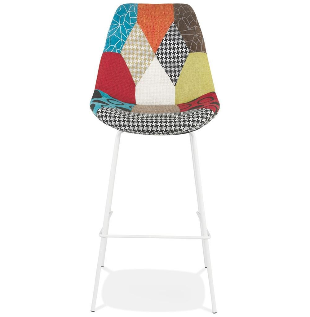BARHOCKER – Patchwork bunt, Textil, ergonomisch, Metall Weiß, 75 cm, 120 kg, REMAXO - Multicolor/Weiß, Textil/Metall (45/115/49cm) - KADIMA DESIGN