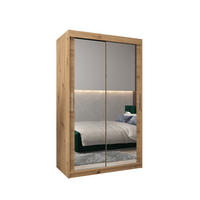 SCHWEBETÜRENSCHRANK 200/120/62 2-türig - Silberfarben/Eiche Artisan, Holz/Kunststoff (120/200/62cm) - Abiks Möbel