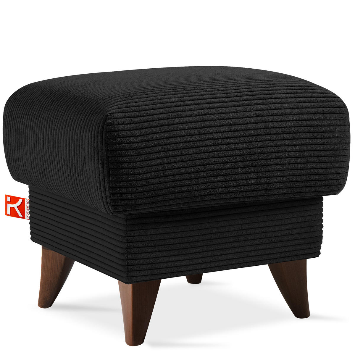 FUẞSTÜTZE GUSTAVO II, Schwarz - Schwarz/Braun, Holz/Holzwerkstoff (53/49/53cm) - KONSIMO®