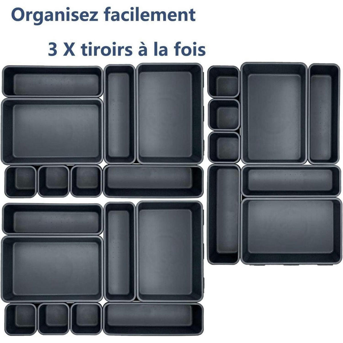 SCHUBLADEN Organizer 24-teiliges Set Grau - Grau, Kunststoff (7.6/15.8/15.8cm)