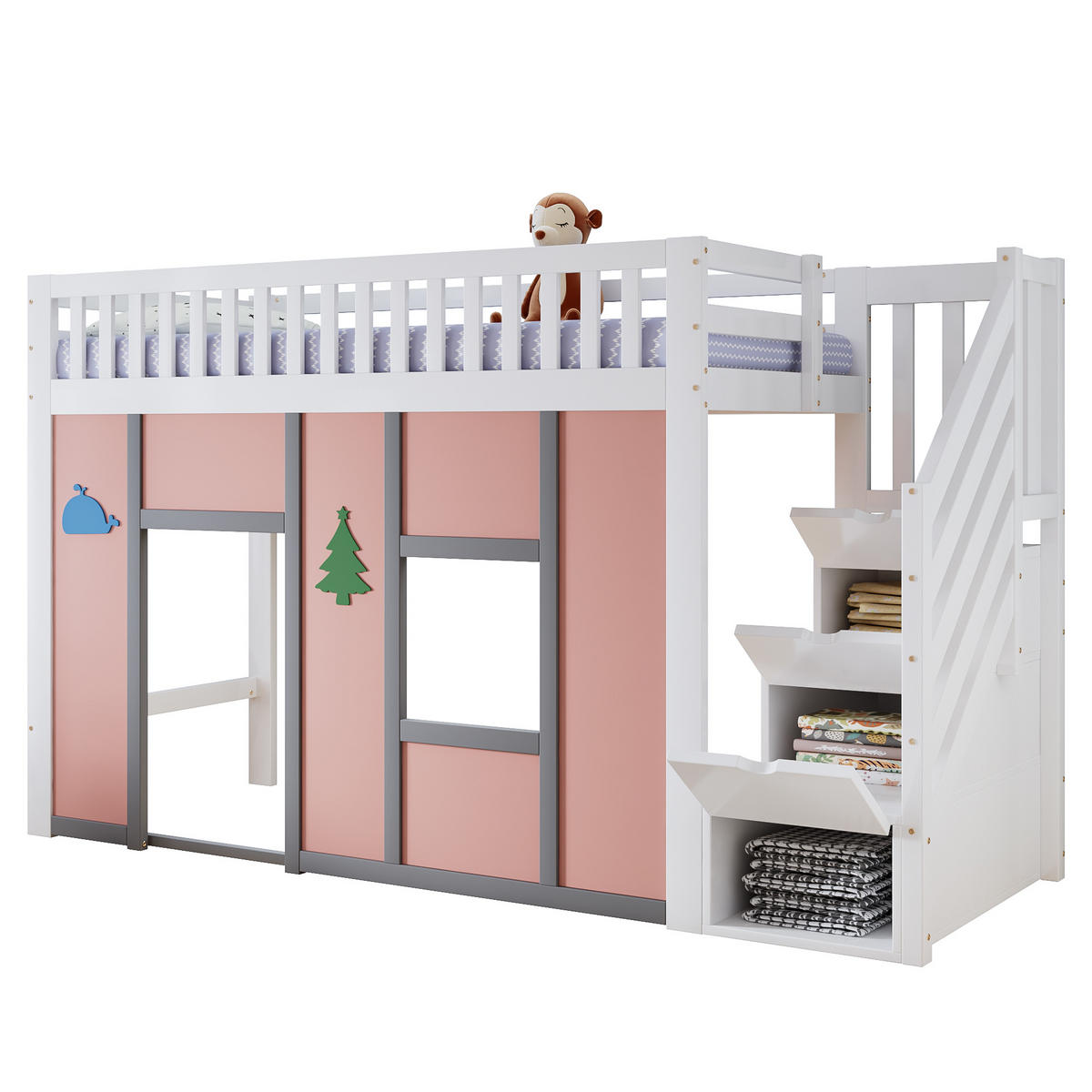HOCHBETT 90/200 cm Weiß + Pink - Pink/Weiß, Holz/Holzwerkstoff