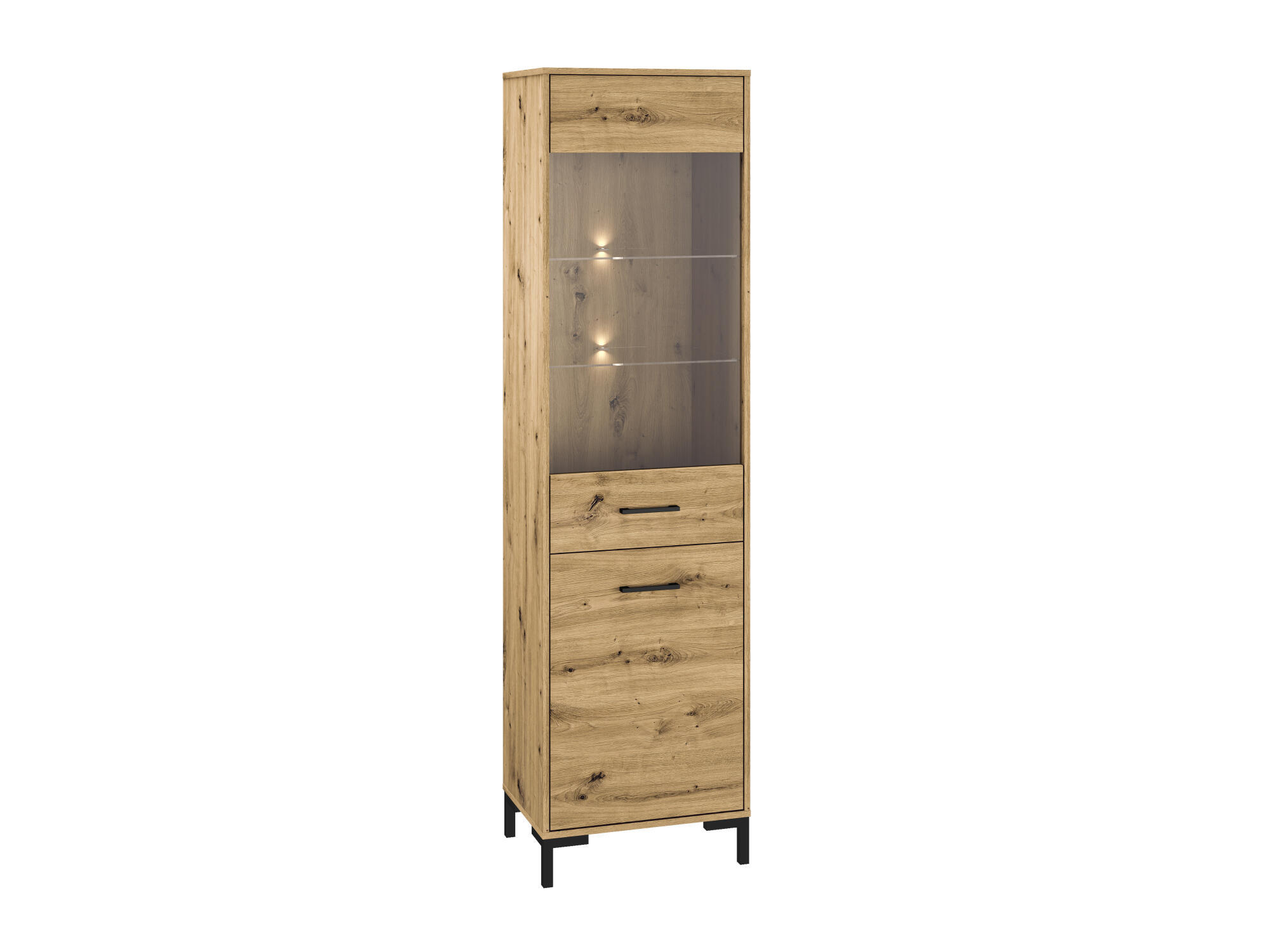 VITRINE NEVIO Beige 55x40x200 cm - Beige, Holzwerkstoff (55/200/40cm) - FURNLUX