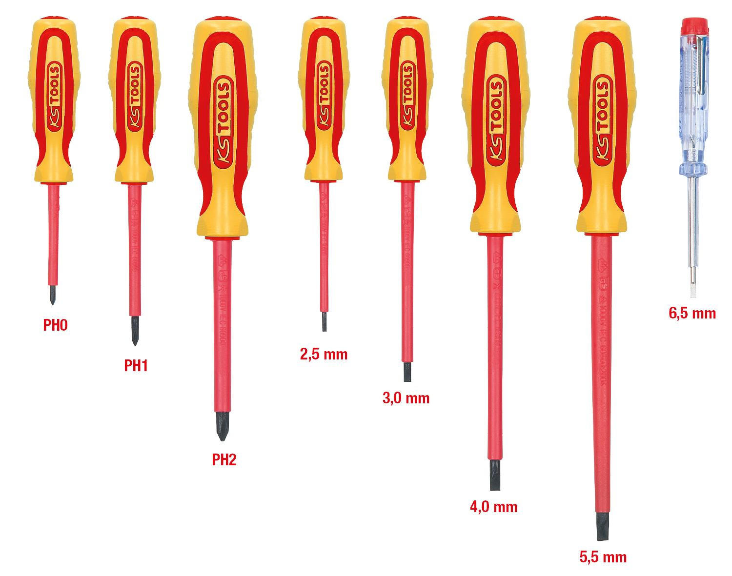 ERGOTORQUE VDE SCHRAUBENDREHER-SATZ, PH+SCHLITZ, 8-TLG - Multicolor, Kunststoff/Metall (19/30cm) - KS Tools