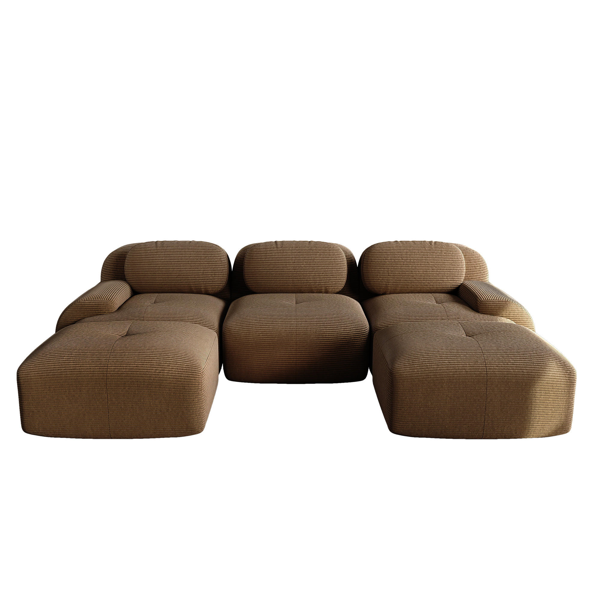 ECKSOFA 298/178/70 cm Braun aus Cordstoff modular, rahmenlos und montagefrei - Braun, Textil (178/298cm) - OKWISH