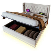 POLSTERBETT 140/200 cm in Beige mit Bettkasten, LED und USB Type-C Stoff - Beige, Holzwerkstoff/Textil (140/200cm) - CHICFURN