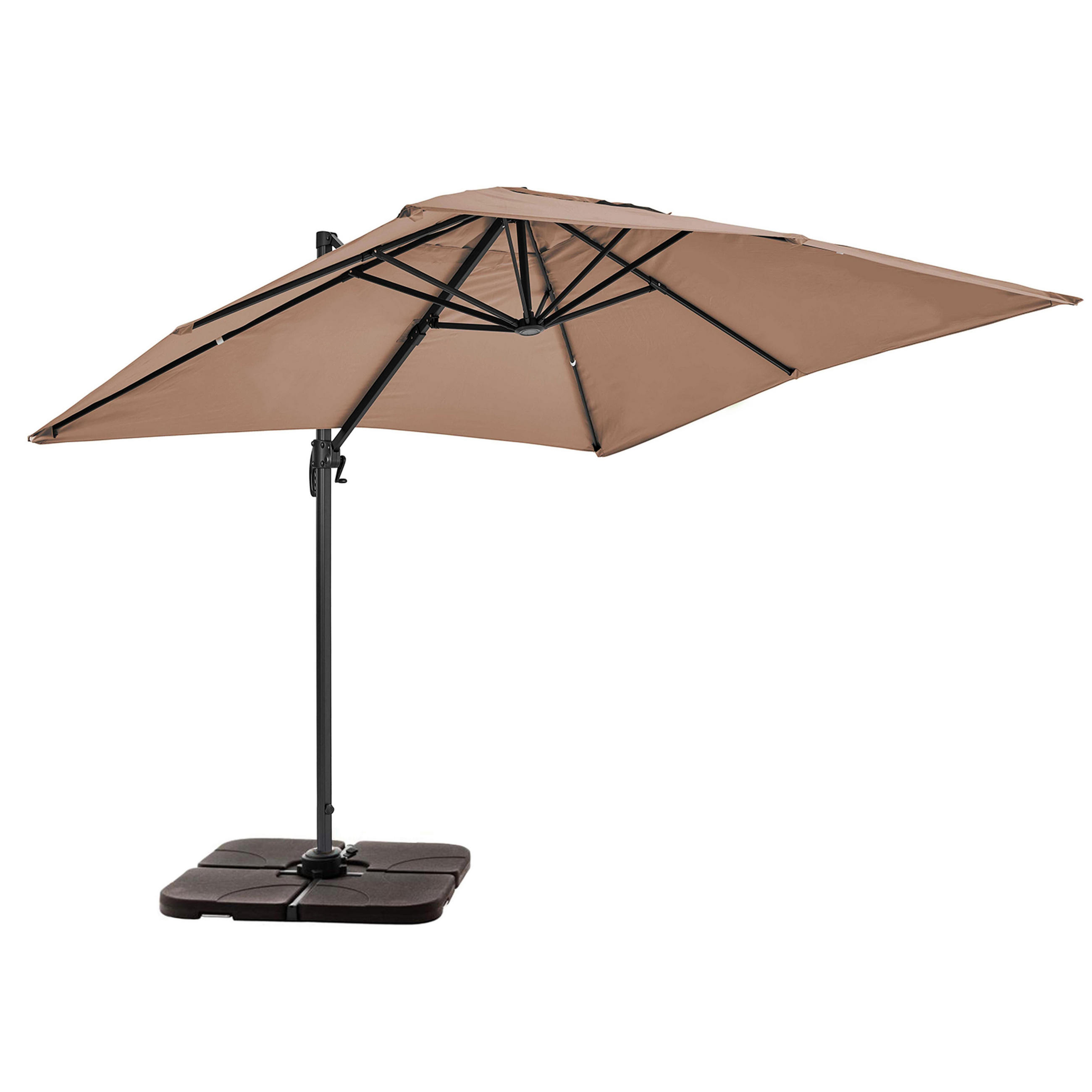 SONNENSCHIRM 2x3m mit 4 Gewichtsplatten, Taupe - Taupe, Metall (300/200cm) - Oviala
