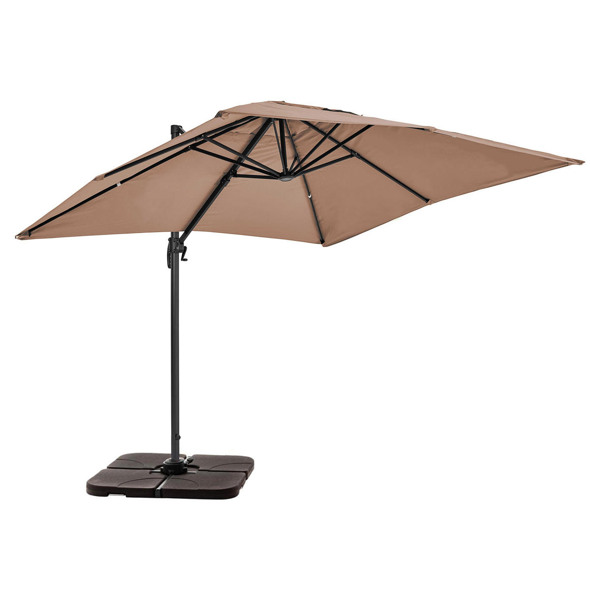 SONNENSCHIRM 2x3m mit 4 Gewichtsplatten, Taupe - Taupe, Metall (300/200cm) - Oviala