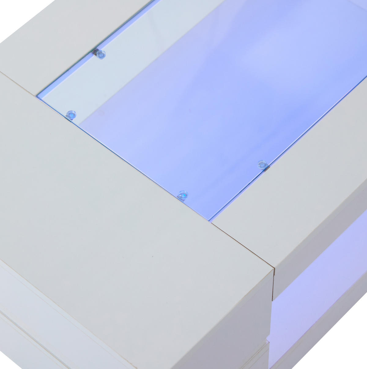 KONFERENČNÍ stolek, 100/50/35 cm bílý, s LED osvětlením a skleněnou deskou - bílá, kompozitní dřevo (100/50/35cm) - BEAOK