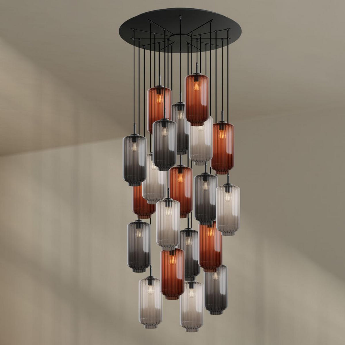 GALERIELEUCHTE Velo 20-flammig Mehrfarbig Ø 18cm - Multicolor/Schwarz, Glas (18/18/33cm) - s.luce