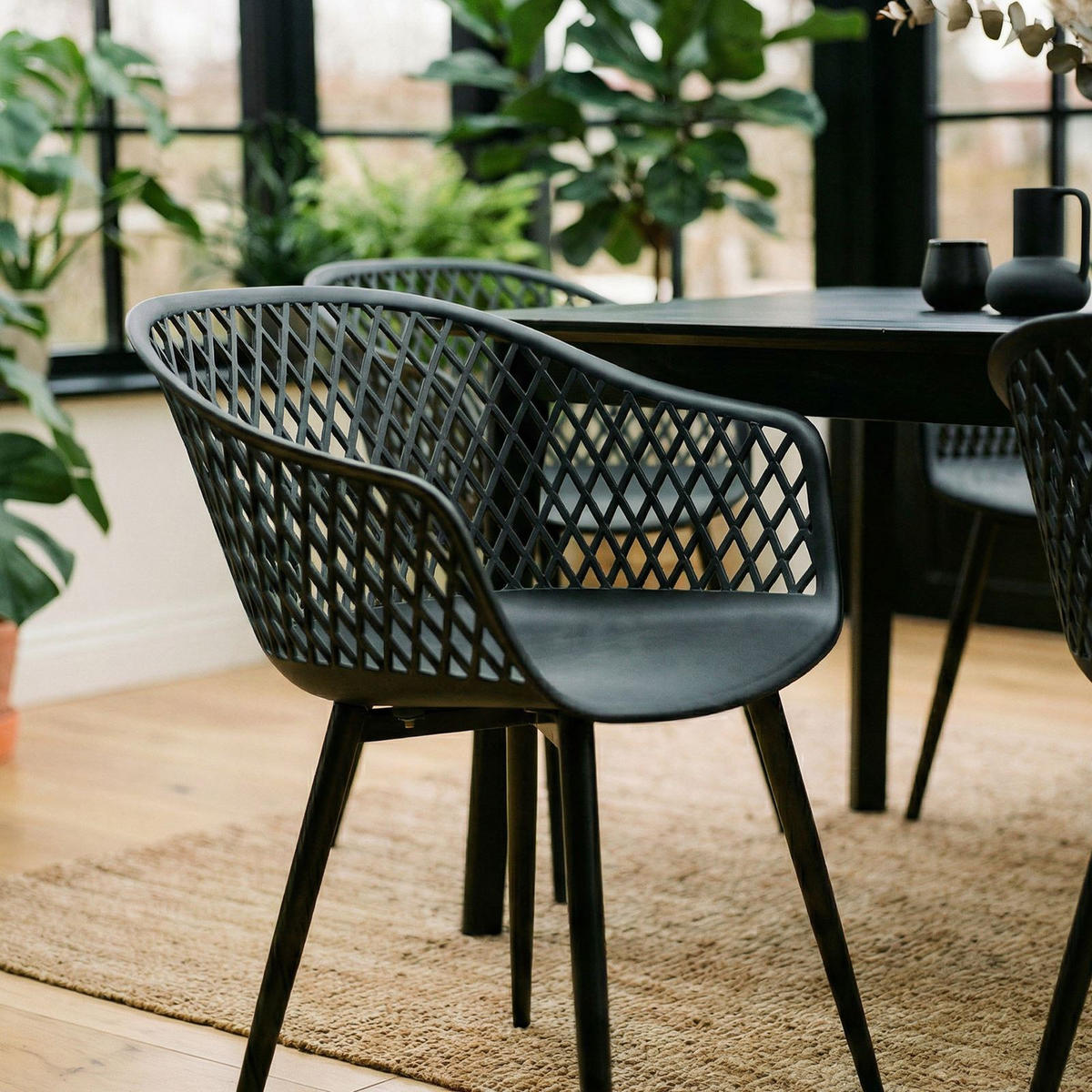 GARTENSTUHL MADEIRA 4er-Set schwarz/schwarz - Schwarz, Textil (61/80/57cm) - IDIMEX