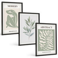 BILDER SET 3er Set - 40x60 cm Schwarzer Rahmen - Matisse Aquarell Boho-Design - Schwarz, Kunststoff (40/60cm) - TULUP