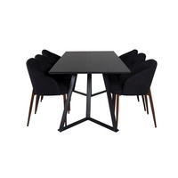 TISCHGRUPPE Schwarz - Schwarz, Holzwerkstoff (90/75/180cm) - ebuy24