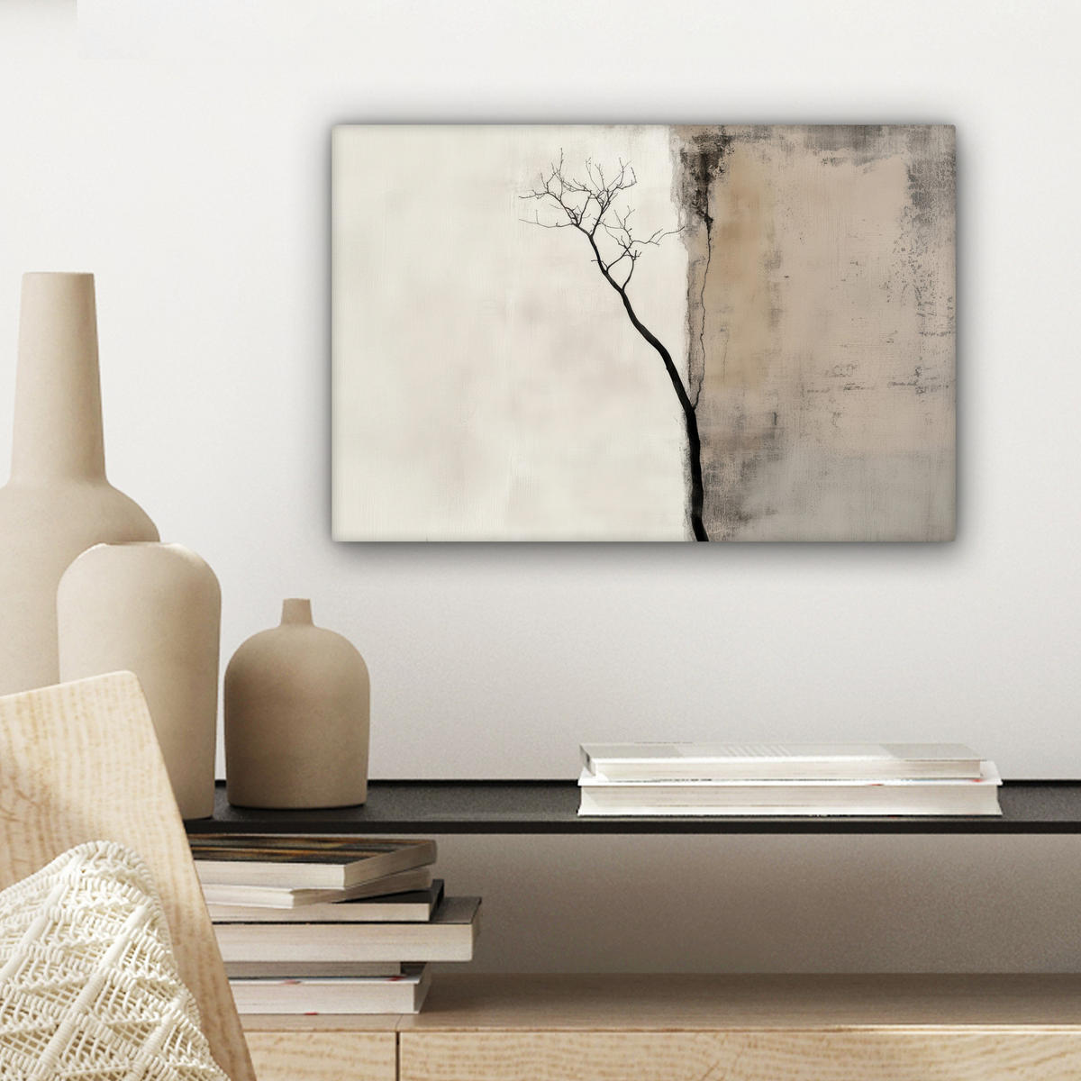 LEINWANDBILD Wabi sabi - Pflanze - Beige 30x20 cm - Taupe, Textil (30/20cm) - MuchoWow