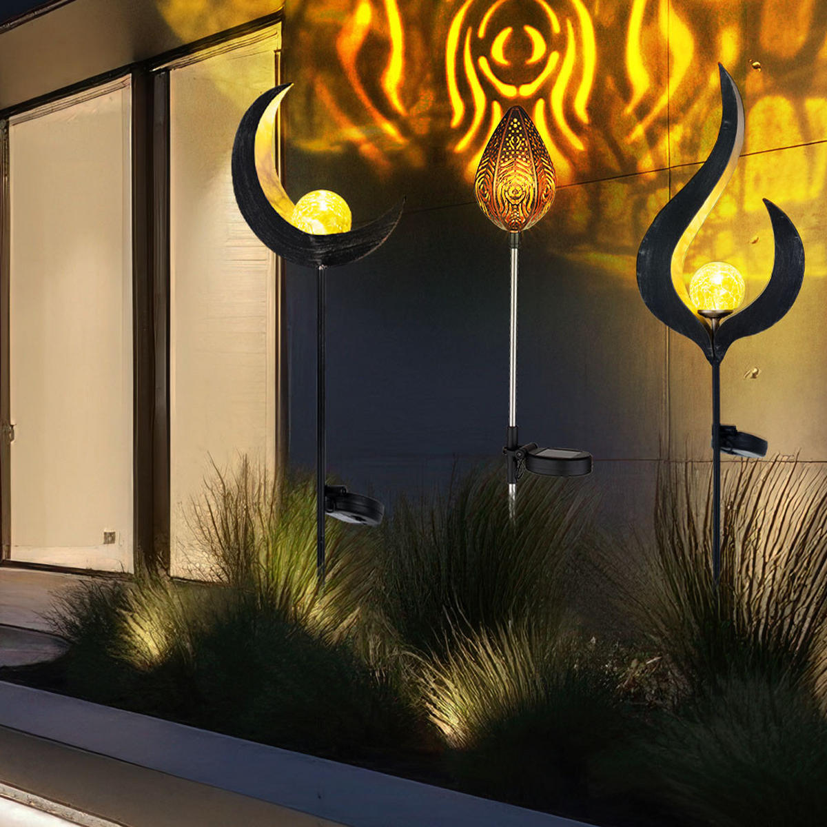 LED AUSSENLEUCHTE Bronze 3er Set - Bronzefarben, Glas (16.7/6/90cm) - Globo Lighting