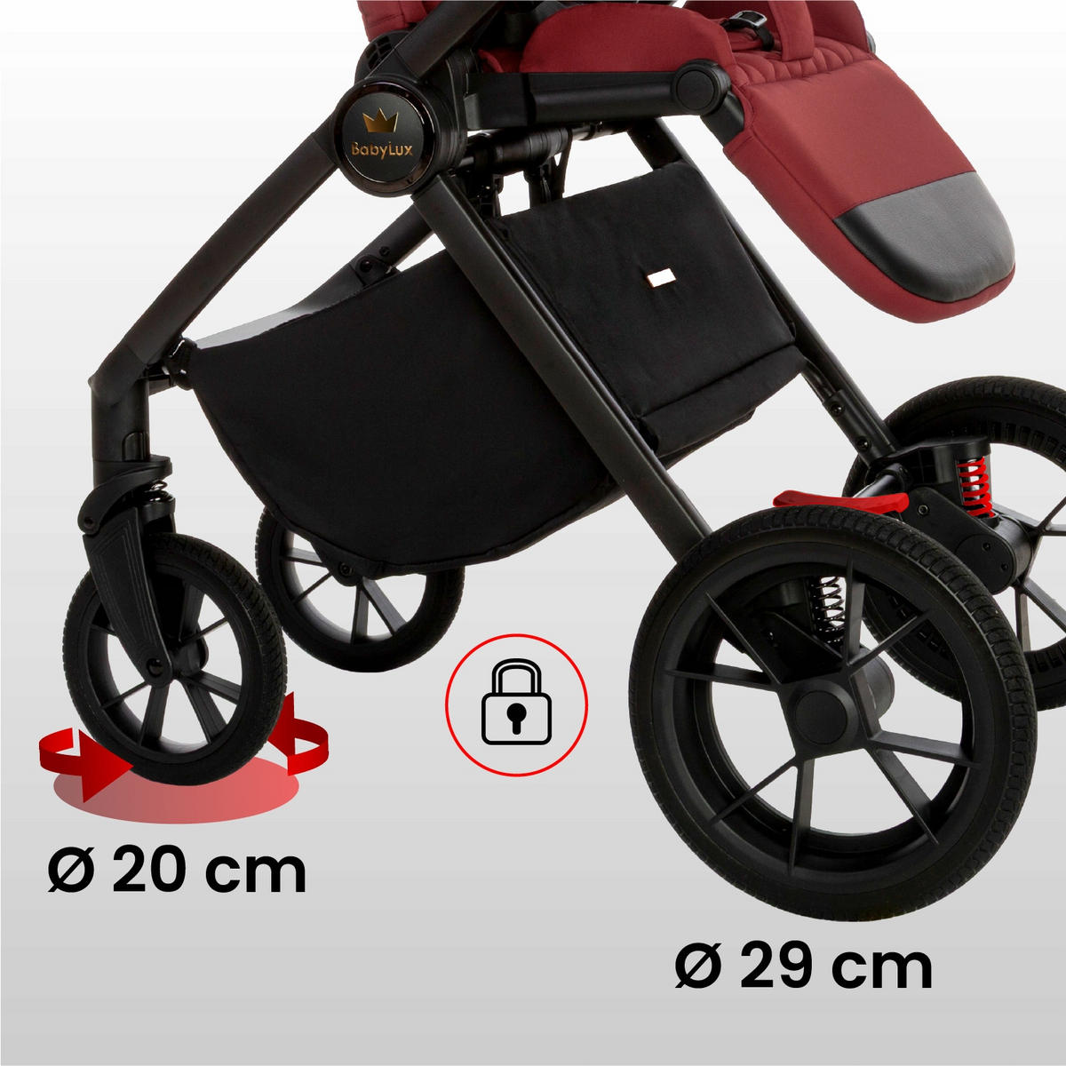 KINDERWAGEN Boldo 3in1 Brownie Babywanne, Buggy Sportsitz, Babyschale I-Size - Weinrot/Schwarz, Textil/Metall (58/98cm) - BabyLux