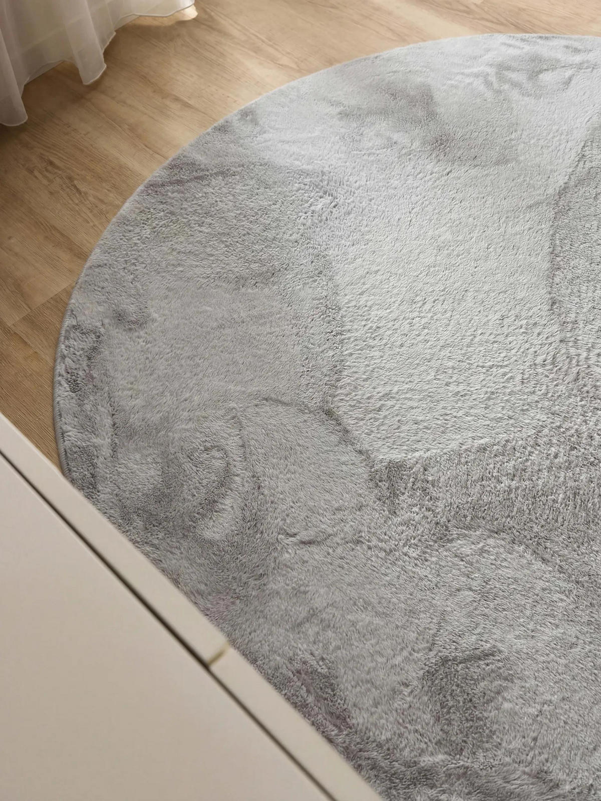KUNSTFELLTEPPICH Furry Hellgrau ø 160 cm rund - Hellgrau, Kunststoff/Textil (160/160cm) - benuta