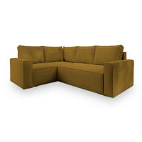 ECKSOFA ESTANO L-S Gelb Kordstoff mit Schlaffunktion - Gelb, Holz (230/158cm) - MASSENO