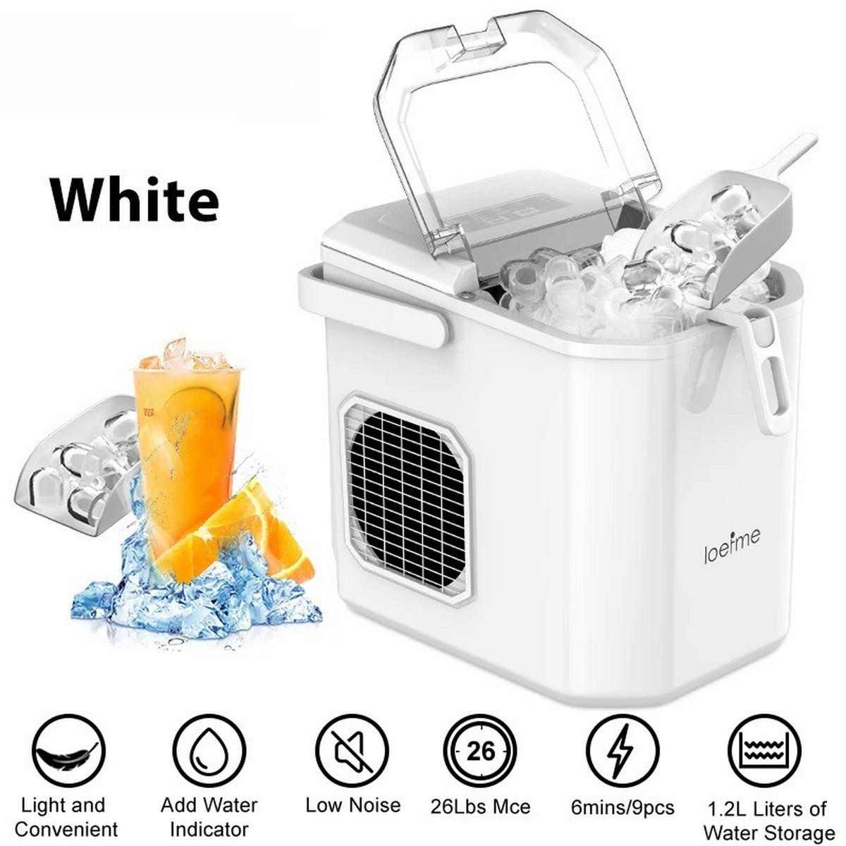 EISWÜRFELBEREITER Desktop Vollautomatisch Silber 12kg 24h - Weiß, Kunststoff (22/29/29cm) - Kaket