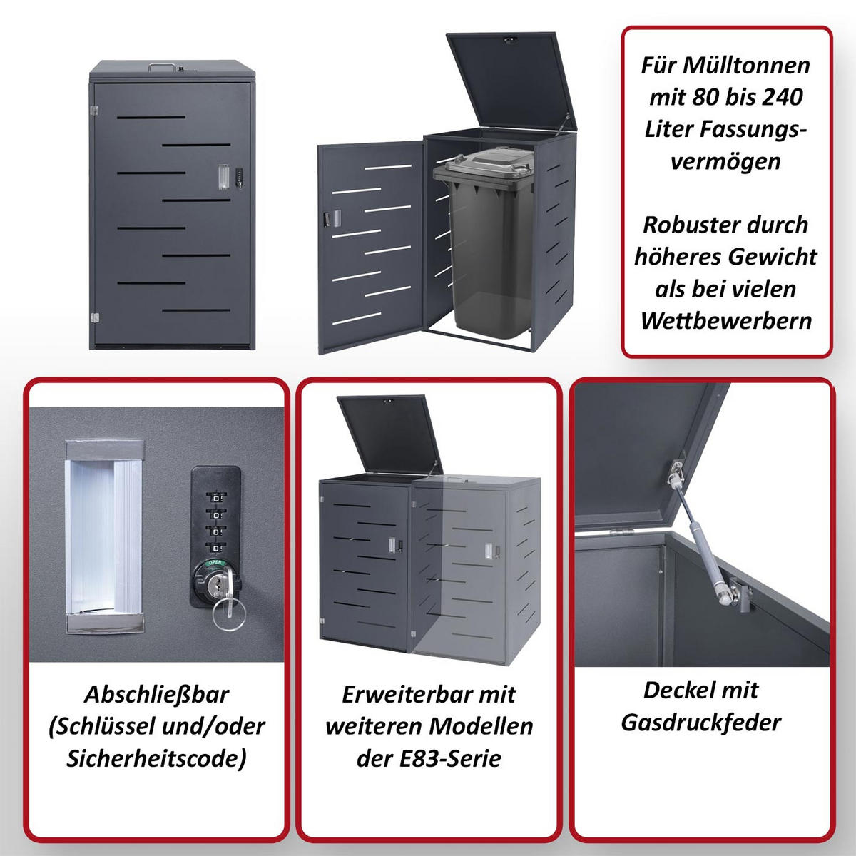 MÜLLTONNENVERKLEIDUNG Silber - Silberfarben, Metall (66/116/80cm) - MCW