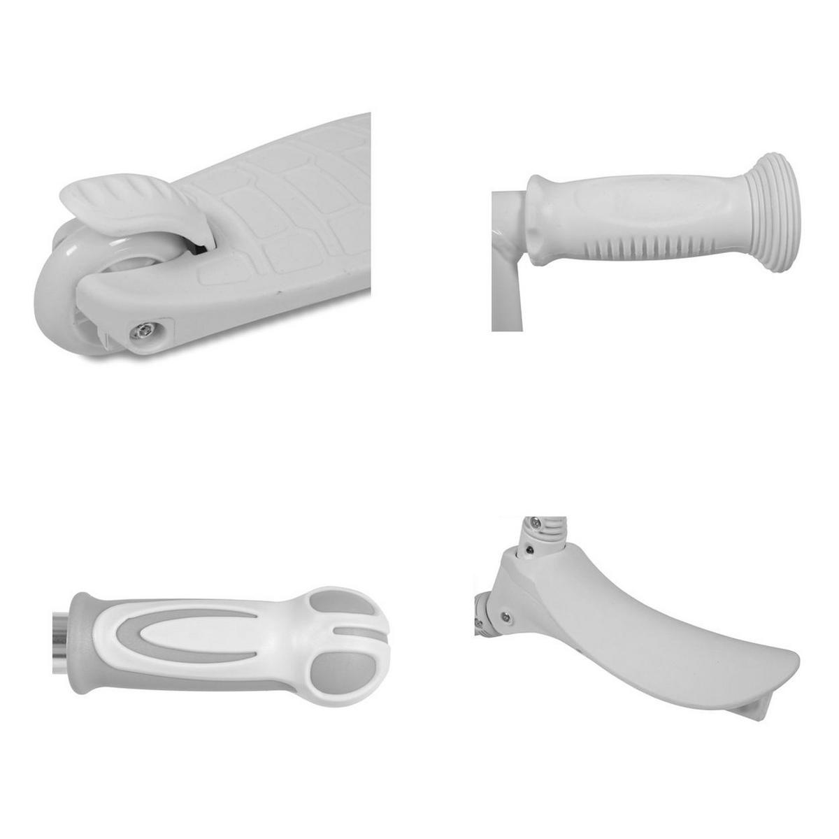 KINDERROLLER Tristar 3 in 1 rosa weiß Roller Rutscher Schiebestange PU Räder ABEC-5 - Weiß, Metall (55/26/76cm)