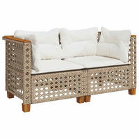 GARTEN-ECKSOFAS Mit Kissen 2 Stk. Beige Poly Rattan - Creme, Kunststoff (63.5/62/127cm) - vidaXL