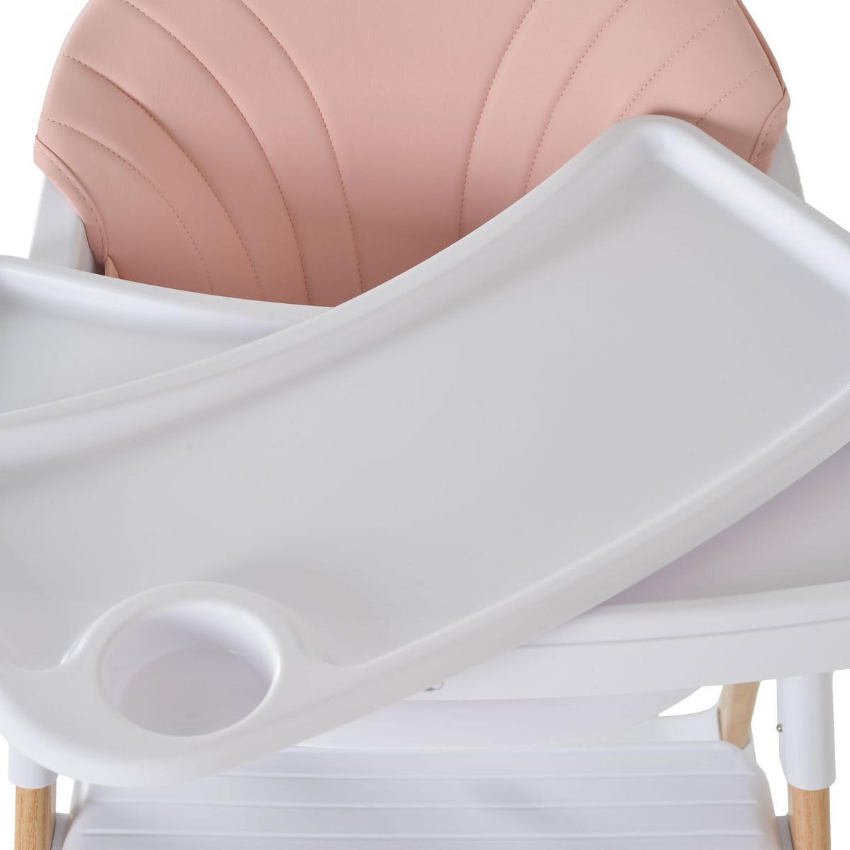 KINDERHOCHSTUHL Almond rosa Holzoptik klappbar Doppeltablett Sicherheitsgurt - Rosa, Kunststoff (54/84/64cm) - Cangaroo