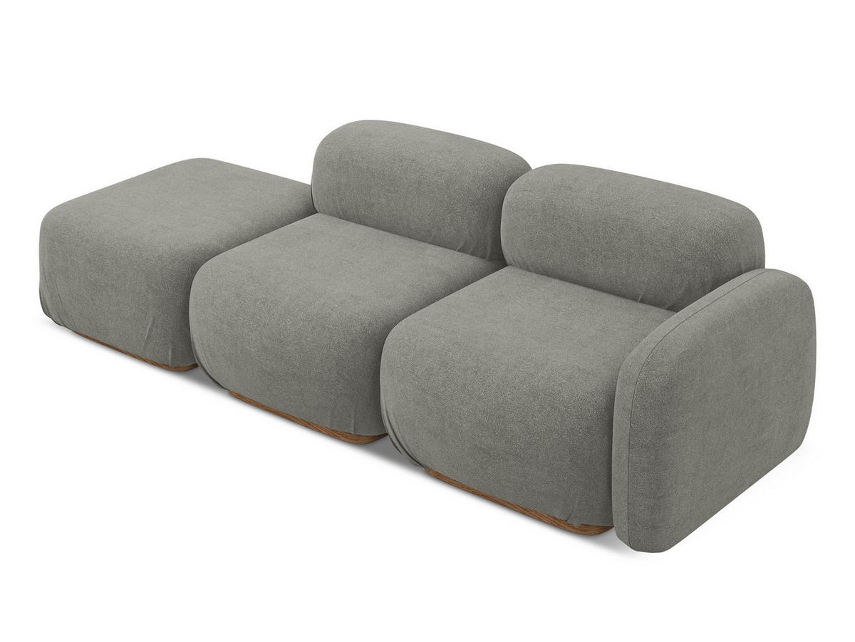 3-SITZER SOFA Links Bouclé Stoff Beige - Greige/Beige, Holz/Textil (258/73/95cm) - Makamii