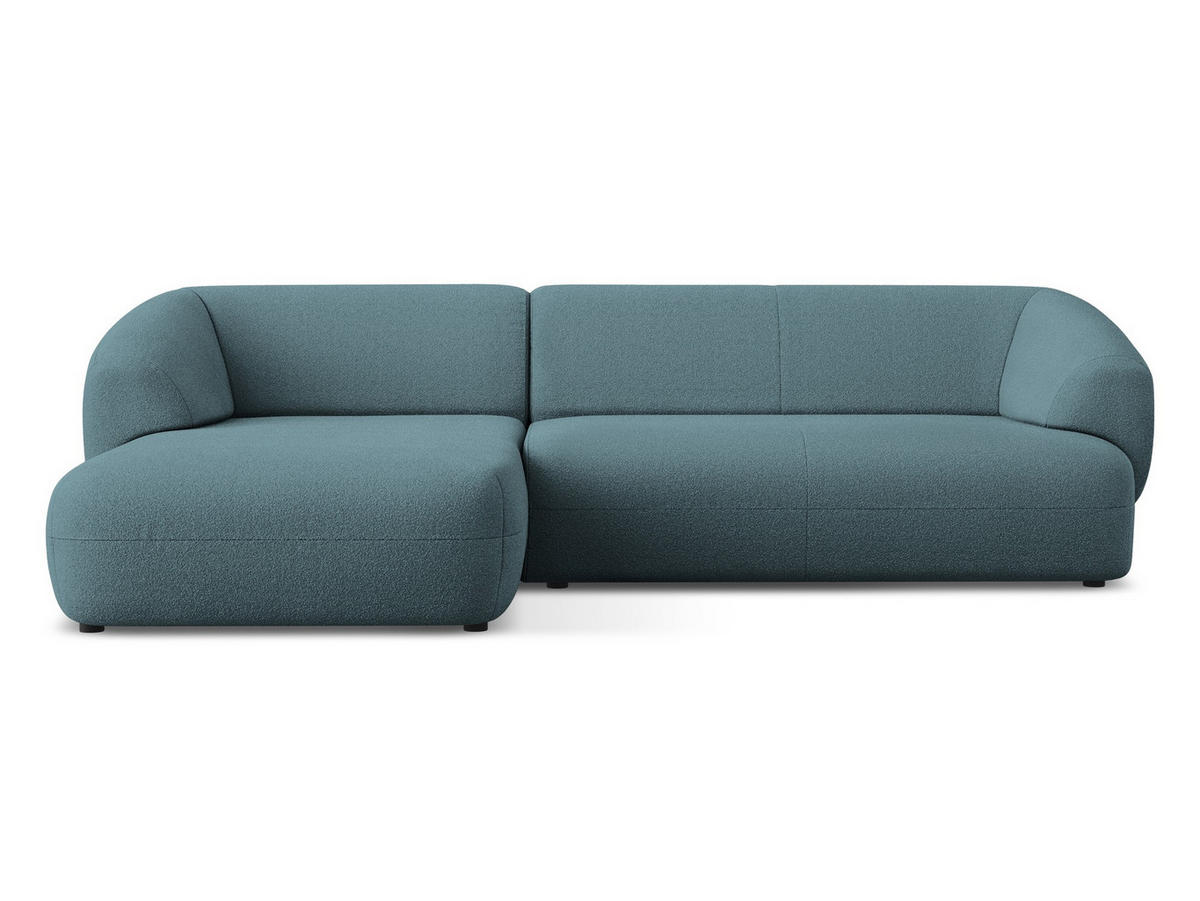 ECKSOFA Links Bouclé Stoff Blau - Blau/Blaugrau, Kunststoff/Textil (156/280cm) - Makamii