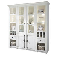 BUFFETSCHRANK weiß Pinie Landhaus, Vitrinenschrank mit Weinregal 194 x 207 cm - Anthrazit/Weiß, Holzwerkstoff/Metall (194/207/45cm) - Furn.Design