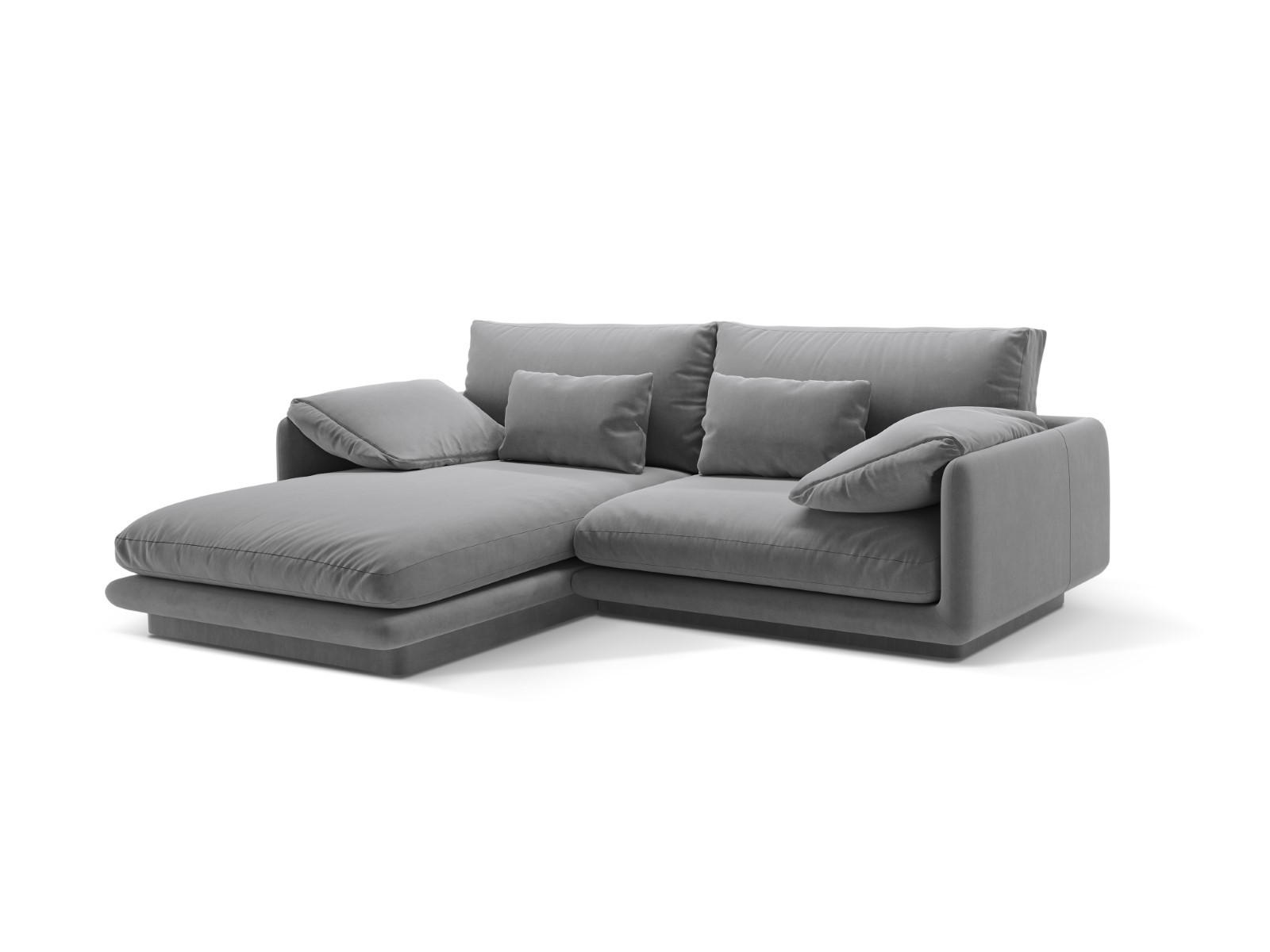 ECKSOFA links Torino aus Samt hellgrau 3 Sitzplätze - Hellgrau, Textil (170/220cm) - Micadoni