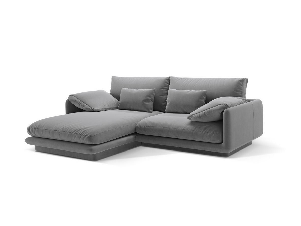 ECKSOFA links Torino aus Samt hellgrau 3 Sitzplätze - Hellgrau, Textil (170/220cm) - Micadoni