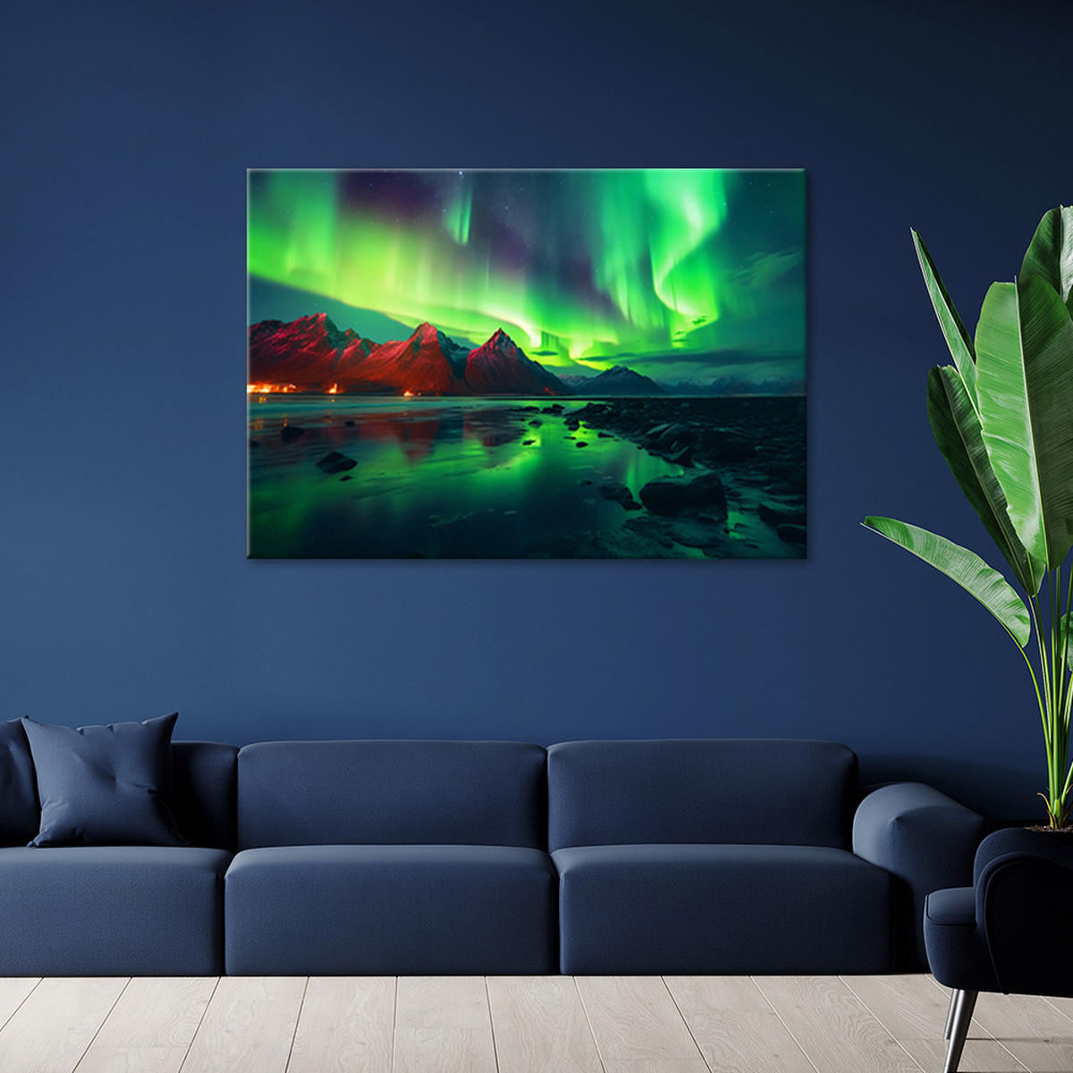 WANDBILD aurora borealis natur - Lila, Textil (60/40cm) - Feeby