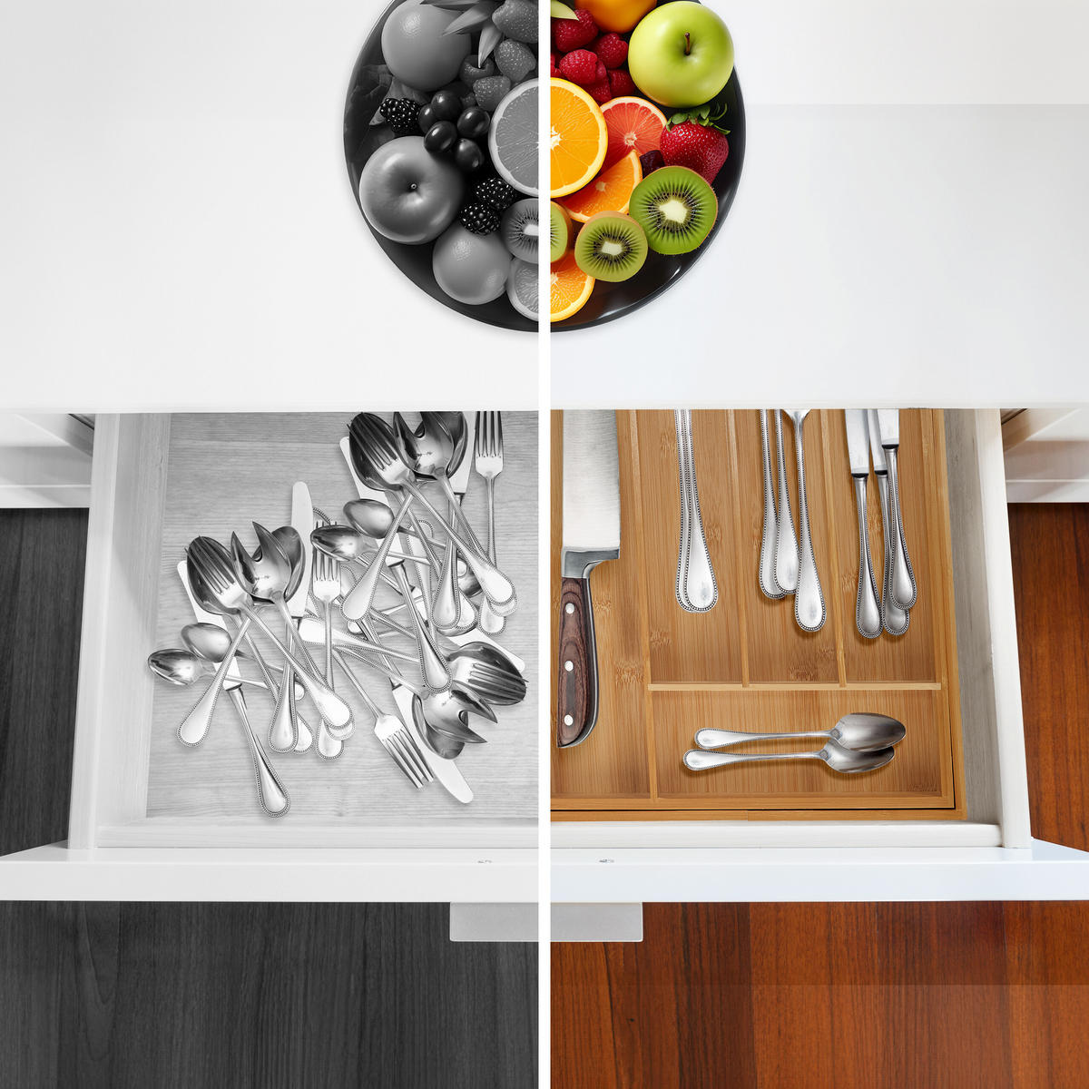 BESTECKKASTEN - Hellbraun, Holz/Kunststoff (590/5/47cm) - Relaxdays