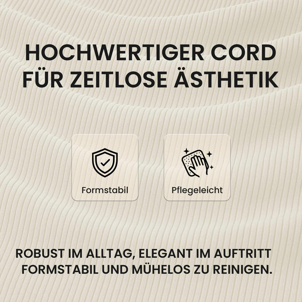 ESSZIMMERSTUHL Cord Creme - Creme/Schwarz, Holz/Textil (65/82/64cm) - CLP