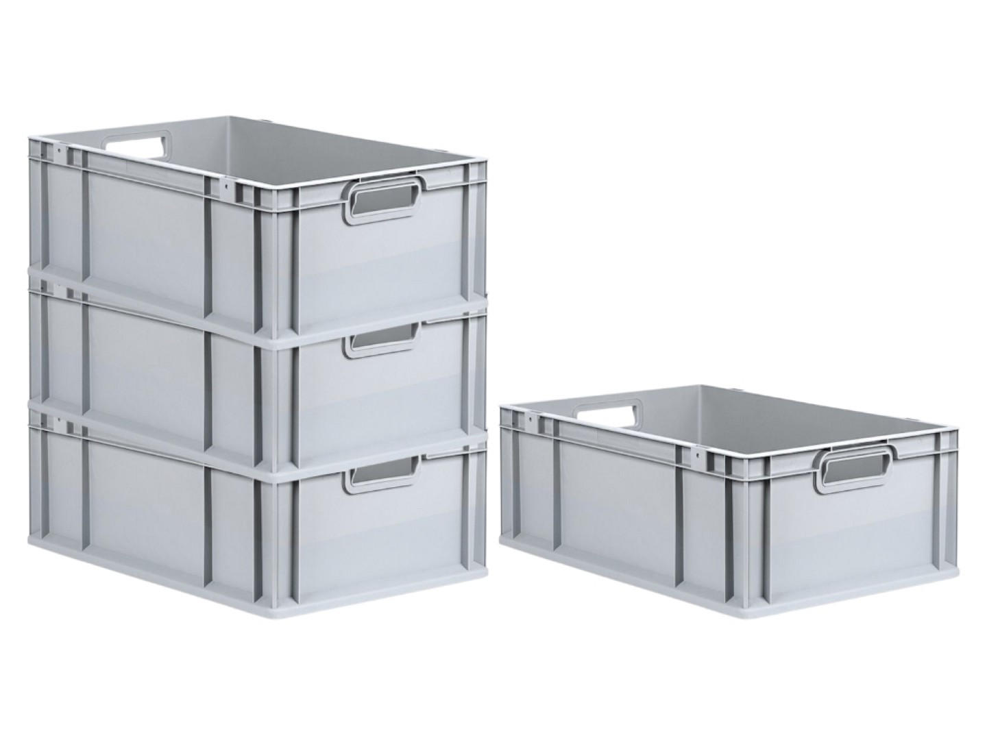 EUROBOX 4x Nextgen Economy Griffe Offen 22x40x60cm 44 Liter - Grau, Kunststoff (40/22/60cm) - PROREGAL