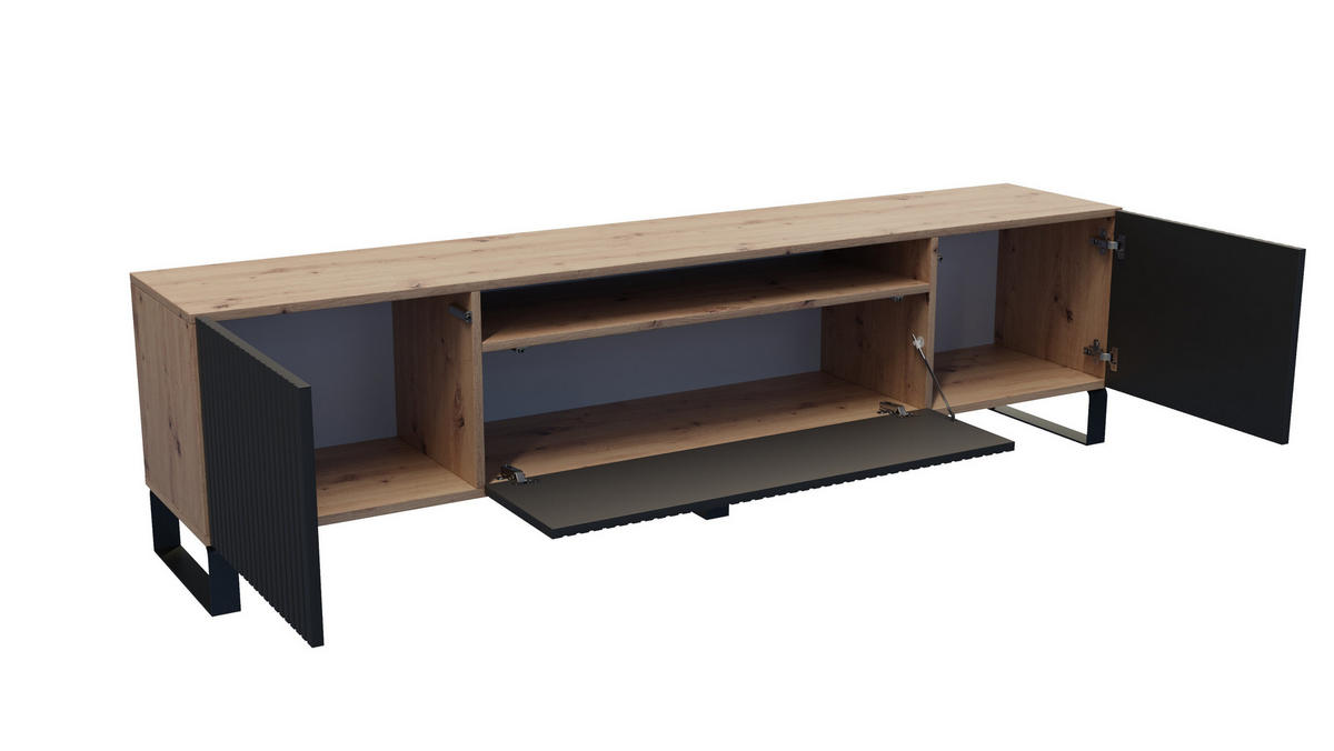 LOWBOARD TILO-S - 200 x 53 x 41 cm - Schwarz/Eiche Artisan, Holzwerkstoff (200/53/41cm) - ALTDECOR