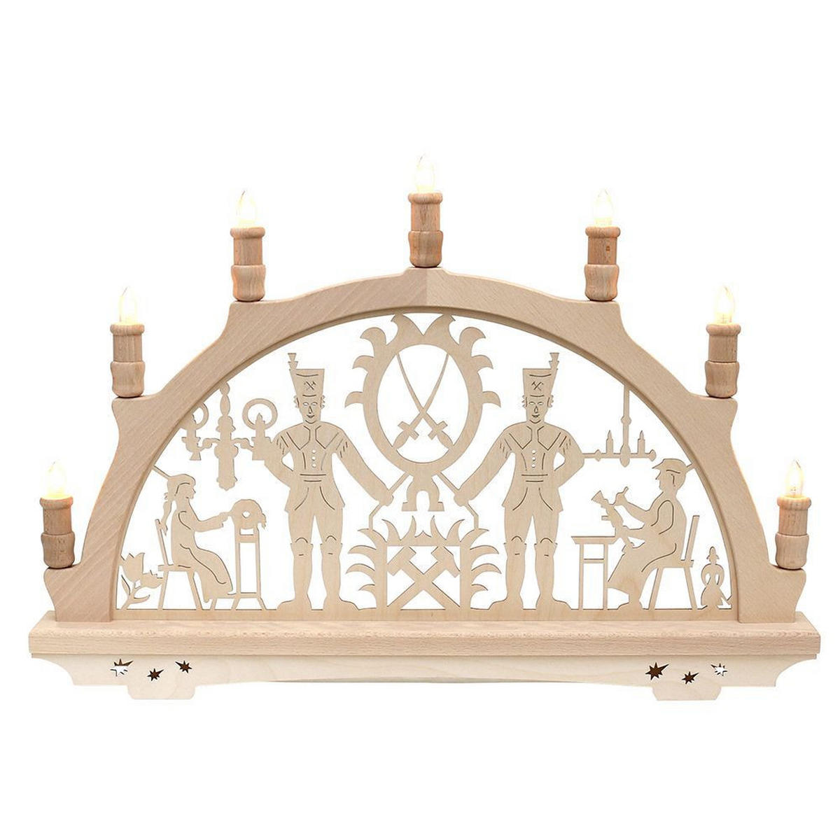 SCHWIBBOGEN Bergleute 7-flammig - Multicolor, Holz (0.1/1/0.1cm) - Dekoteam24