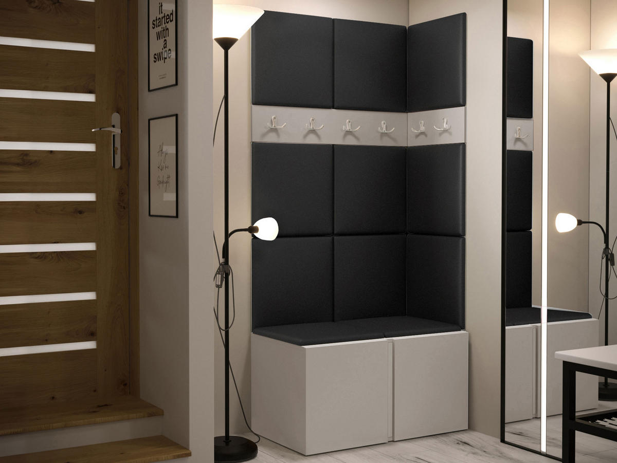 GARDEROBEN-SET Orion I - Kaschmir/Schwarz, Holzwerkstoff/Kunststoff (84/186/46cm) - MIRJAN24