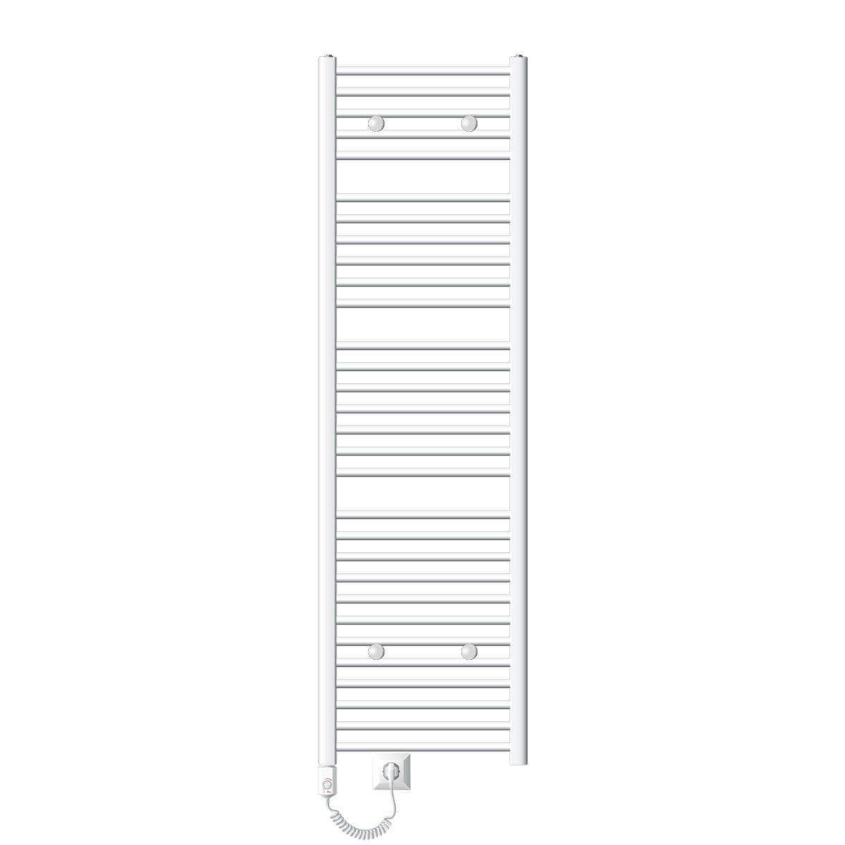 BADHEIZKÖRPER elektrisch Sahara 500x1800 mm Weiß gerade mit Heizstab 1200W - Weiß, Metall (3/180/50cm) - LuxeBath