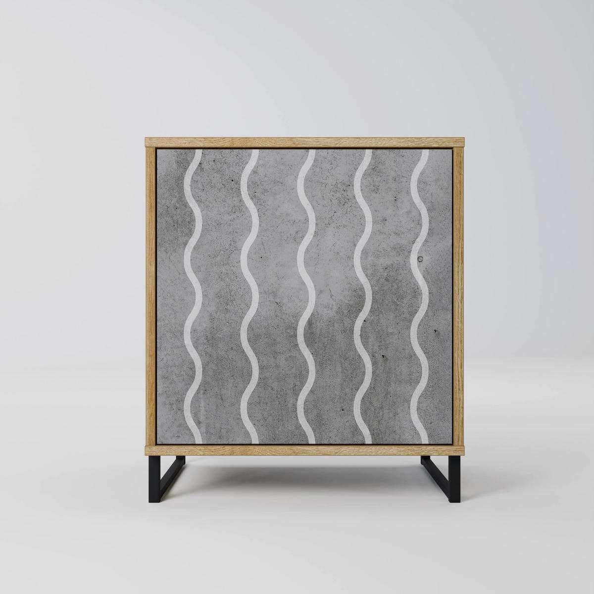 SIDEBOARD WAVES OF CONCRETE, Eichefarben, 57,5x42x57,5 cm, Ohne Füße - Eichefarben/Multicolor, Holzwerkstoff (57.5/57.5/42cm) - SpaceRebels