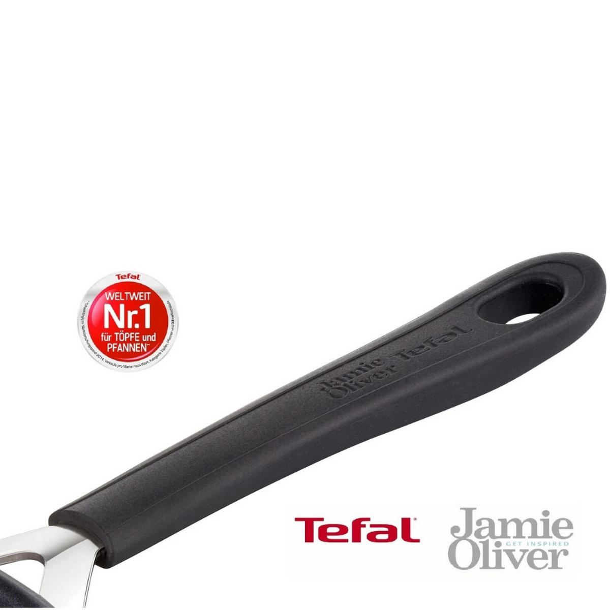 WOKPFANNE H80519 Jamie Oliver 28 cm 3-tlg Edelstahl Antihaft Induktion - Silberfarben/Schwarz, Metall (28cm) - Tefal