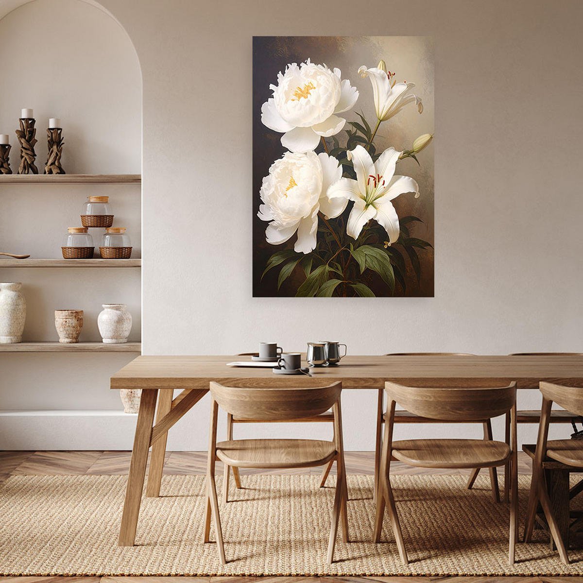 LEINWANDBILD Blumen 70x100cm - Weiß, Textil (70/100cm) - Feeby