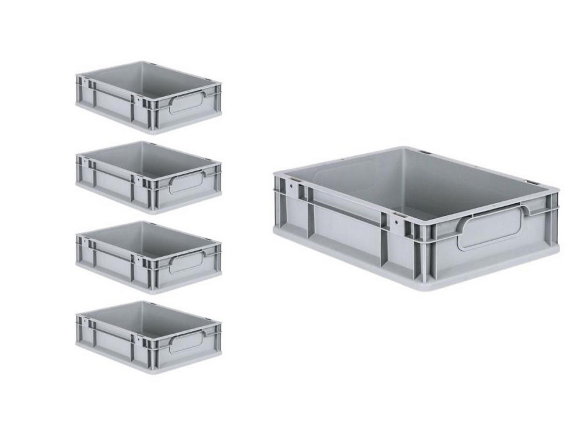 EUROBOX 5x Nextgen Economy Griffe Geschlossen 12x30x40cm 11 Liter - Grau, Kunststoff (30/12/40cm) - PROREGAL