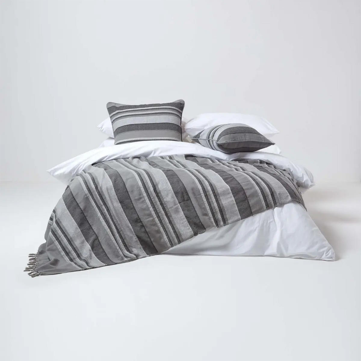 ÖSENVORHANG Morocco blickdicht 2er-Set, 167/182 cm - Grau, Textil (167/182cm) - Homescapes