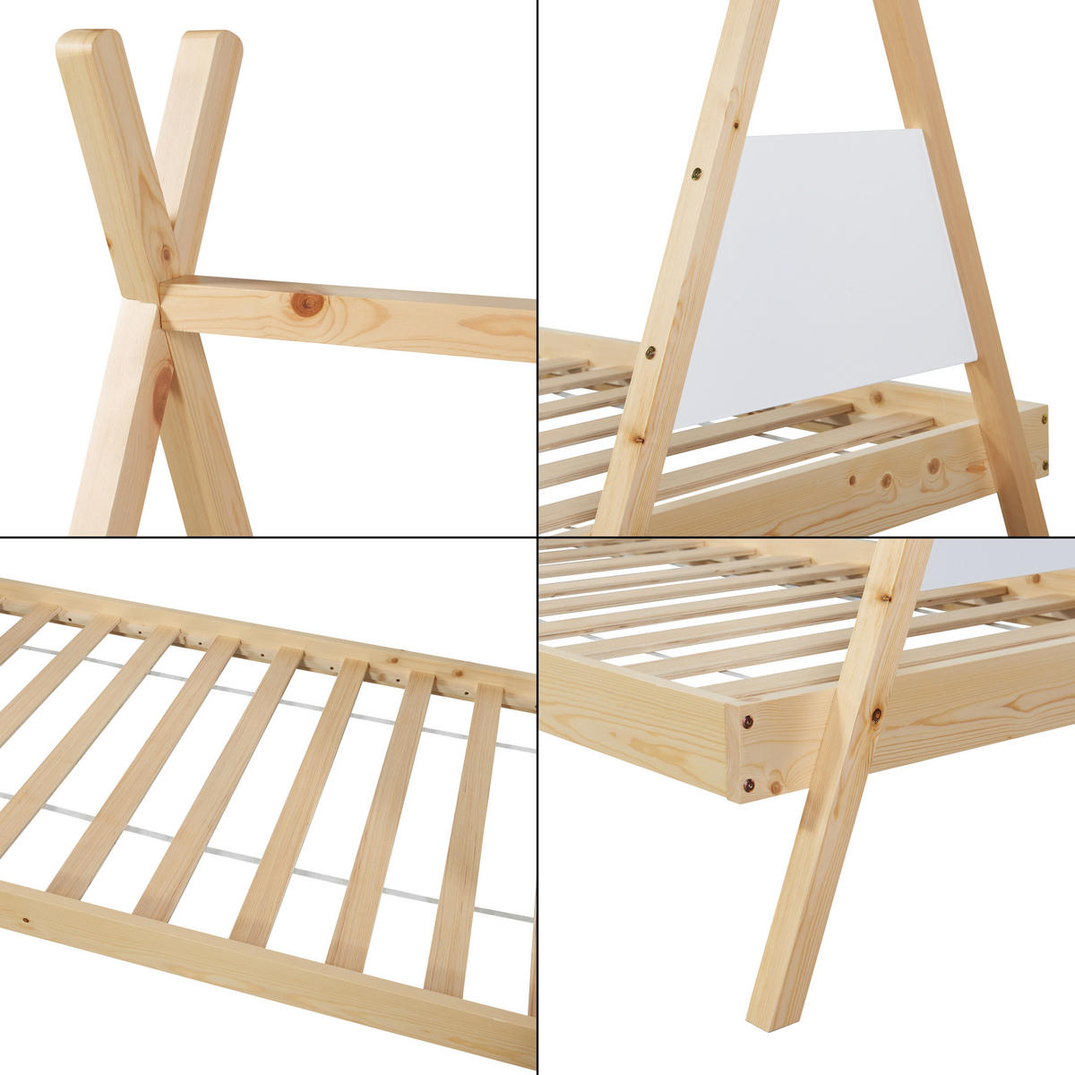 KINDERBETT Siikajoki mit Matratze - Naturfarben, Holz/Textil (90/200cm) - [en.casa]